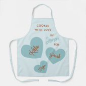 Gekookt met liefde gepersonaliseerd zacht blauw schort (Voorkant)