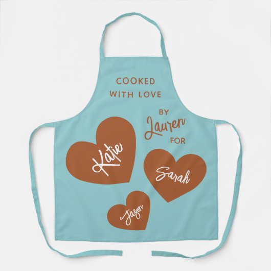 Gekookt met liefde Gepersonaliseerd Zacht Blauwgro Schort (Voorkant)