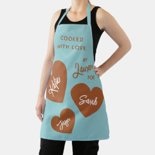 Gekookt met liefde Gepersonaliseerd Zacht Blauwgro Schort