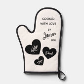 Gekookt met liefde Gepersonaliseerd Zwart & Wit Ovenwant (Voorkant)