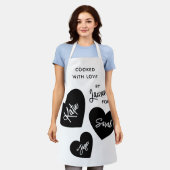 Gekookt met liefde Gepersonaliseerd Zwart & Wit Schort (Gedragen)