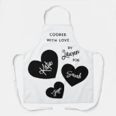 Gekookt met liefde Gepersonaliseerd Zwart & Wit Schort (Voorkant)