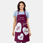 Gekookt met liefde gepersonaliseerde Bourgogne Schort (Gedragen)