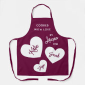 Gekookt met liefde gepersonaliseerde Bourgogne Schort (Voorkant)