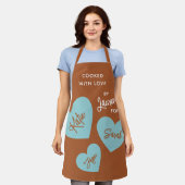 Gekookt met liefde Gepersonaliseerde zachte Blauwg Schort (Gedragen)