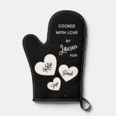 Gekookt met liefde Zwart & Wit Gepersonaliseerd Ovenwant (Voorkant)