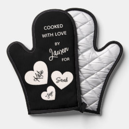 Gekookt met liefde Zwart & Wit Gepersonaliseerd Ovenwant