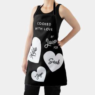 Gekookt met liefde Zwart & Wit Gepersonaliseerd Schort