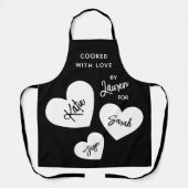 Gekookt met liefde Zwart & Wit Gepersonaliseerd Schort (Voorkant)