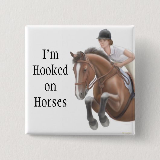 Gekookt op paardenpin vierkante button 5,1 cm (Voorkant)