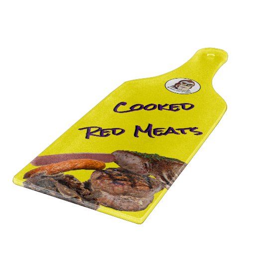 Gekookt rood vlees glas snijplank (met handvat) (Hoek)