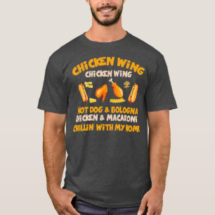 Gekookte Kip Vleugel Kip Vleugel Hot Dog en T-shirt