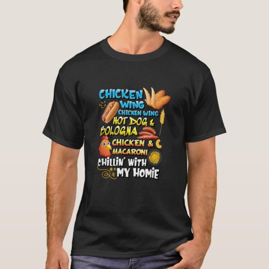 Gekookte kippen Wing Chicken Wing Hot Dog Bologna T-shirt (Voorkant)