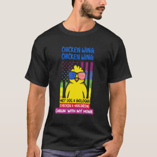 Gekookte Kippenvleugel Kippenvleugel Hotdog Bologn T-shirt