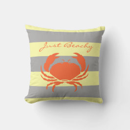 Gekookte krab en gele strandstreep kussen