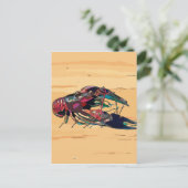 Gekookte kreeft op hout briefkaart (Staand voorkant)