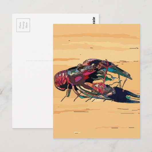 Gekookte kreeft op hout briefkaart (Voorkant / Achterkant)