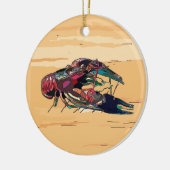 Gekookte kreeft op hout keramisch ornament (Links)