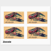 Gekookte kreeft op hout rechthoekige sticker (Vel)