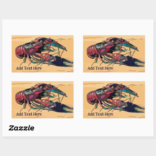 Gekookte kreeft op hout rechthoekige sticker (Vel)