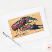 Gekookte kreeft op hout rechthoekige sticker (Envelop)