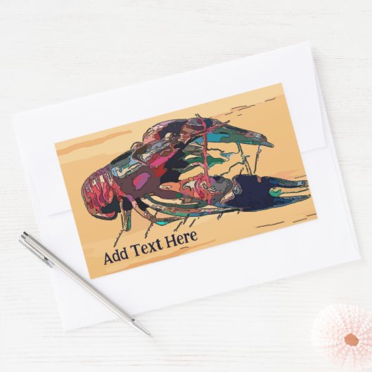 Gekookte kreeft op hout rechthoekige sticker (Envelop)