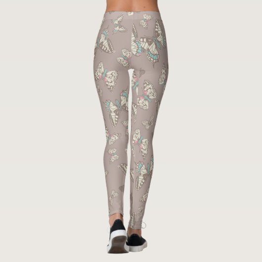 Gekookte kunstvlinders, bruine grijze leggings (Achterkant)