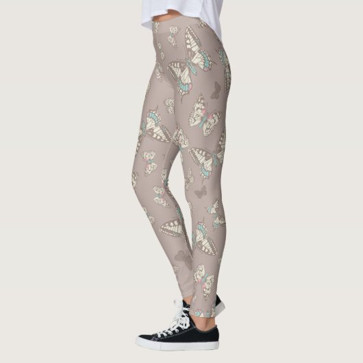 Gekookte kunstvlinders, bruine grijze leggings (Links)