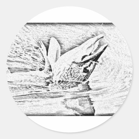 Gekookte pike ronde sticker (Voorkant)