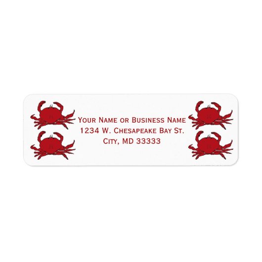 Gekookte Rode Hardshell Krabben Custom Naam of Bed Etiket (Voorkant)