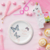 Gekookte vlinderbloemige koraalwitte bruiloft papieren bordje (Feest)