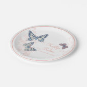 Gekookte vlinderbloemige koraalwitte bruiloft papieren bordje (Gekanteld)