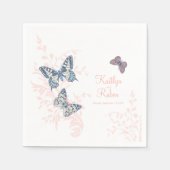 Gekookte vlinderbloemige koraalwitte bruiloft servet (Voorkant)