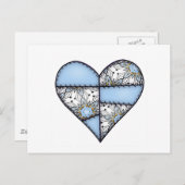 Gekopieerd hart blauw briefkaart (Voorkant / Achterkant)