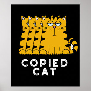 Gekopieerd kat Funny Animal Pun Dark BG Poster