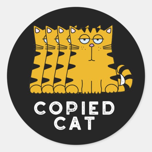 Gekopieerd kat Funny Animal Pun Dark BG Ronde Sticker (Voorkant)