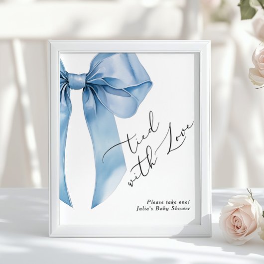 Gekoppeld aan Love Blue Bow Favors Vrijgezellenfee Poster
