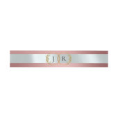 Gekoppeld bladmonogram - Roségoud Uitnodigingen Wikkel (Vlak)