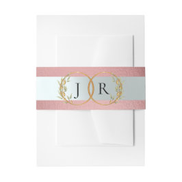 Gekoppeld bladmonogram - Roségoud Uitnodigingen Wikkel