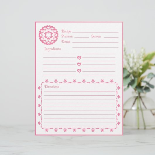 Gekoppeld door Love Pink Recipe Letterhead (Staand voorkant)