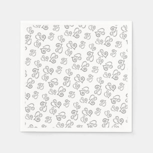 Gekoppeld grijs hart patroon over witte partij servet