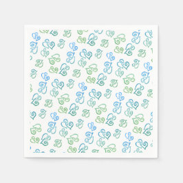 Gekoppeld Groen Blauw Hartjes Patroon Over Witte F Servet