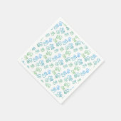 Gekoppeld Groen Blauw Hartjes Patroon Over Witte F Servet (Hoek)