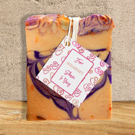 Gekoppeld Oranje Roze Hartjes Patroon Over Witte F Bedankjes Labels