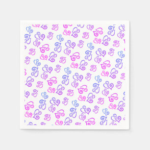 Gekoppeld roze Paars blauw hartpatroon boven wit Servet