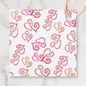 Gekoppeld Sinaasappel roze hartenpatroon over witt Bedankjes Labels (Achterkant)