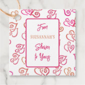 Gekoppeld Sinaasappel roze hartenpatroon over witt Bedankjes Labels (Voorkant)