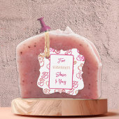 Gekoppeld Sinaasappel roze hartenpatroon over witt Bedankjes Labels