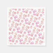 Gekoppeld Sinaasappel roze hartenpatroon over witt Servet (Voorkant)