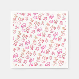 Gekoppeld Sinaasappel roze hartenpatroon over witt Servet